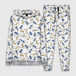 Женский 3D-костюм Синие и желтые шахматные фигуры на белом фоне, цвет: 3D-меланж