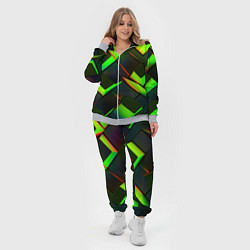 Женский 3D-костюм Зеленые неоновые плитки, цвет: 3D-меланж — фото 2