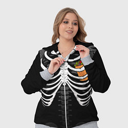 Женский 3D-костюм Скелет: ребра с шаурмой, цвет: 3D-меланж — фото 2