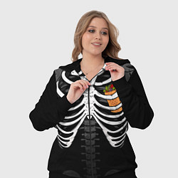 Женский 3D-костюм Скелет: ребра с шаурмой, цвет: 3D-черный — фото 2