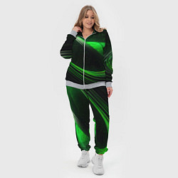 Женский 3D-костюм Зеленые абстрактные волны, цвет: 3D-меланж — фото 2