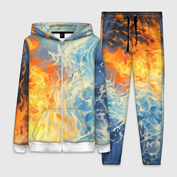 Женский 3D-костюм Вода и пламя абстракция, цвет: 3D-белый