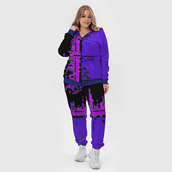 Женский 3D-костюм Кибер-глитч фиолетовый, цвет: 3D-синий — фото 2
