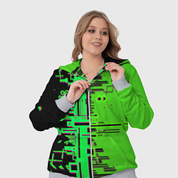 Женский 3D-костюм Кибер-глитч зелёный, цвет: 3D-меланж — фото 2