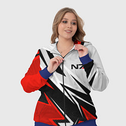 Женский 3D-костюм N7 mass effect - white and red, цвет: 3D-синий — фото 2