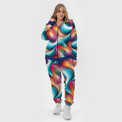 Женский 3D-костюм Волнообразная разноцветная абстракция, цвет: 3D-синий — фото 2