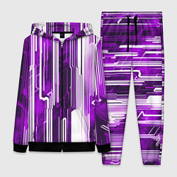 Женский 3D-костюм Киберпанк полосы белый и фиолетовый, цвет: 3D-черный