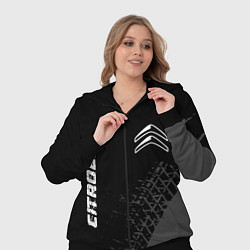 Женский 3D-костюм Citroen speed на темном фоне со следами шин вертик, цвет: 3D-черный — фото 2