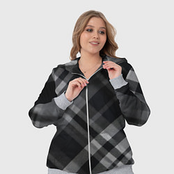 Женский 3D-костюм Черно-белая диагональная клетка в шотландском стил, цвет: 3D-меланж — фото 2