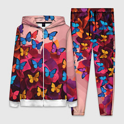 Женский костюм Разноцветные бабочки - розовые цветы