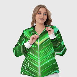 Женский 3D-костюм Зелёные неон полосы киберпанк, цвет: 3D-белый — фото 2
