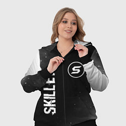Женский 3D-костюм Skillet glitch на темном фоне вертикально, цвет: 3D-черный — фото 2