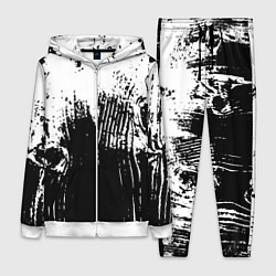 Женский 3D-костюм Черно-белая абстракция гранж, цвет: 3D-белый