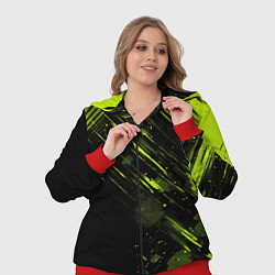 Женский 3D-костюм Зеленая краска на черном фоне, цвет: 3D-красный — фото 2