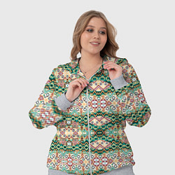 Женский 3D-костюм Орнамент зеленый мелкий икат, цвет: 3D-меланж — фото 2