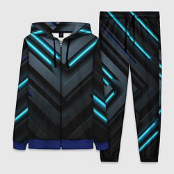 Женский 3D-костюм Черный и синий фон с абстракцией, цвет: 3D-синий