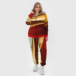Женский 3D-костюм Бежевые и золотистые волны, цвет: 3D-красный — фото 2