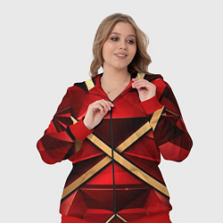 Женский 3D-костюм Золотые ленты на красном фоне, цвет: 3D-красный — фото 2