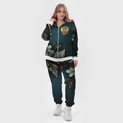 Женский 3D-костюм Золотые листья и герб России, цвет: 3D-белый — фото 2