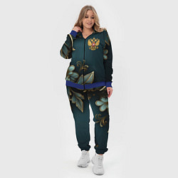 Женский 3D-костюм Золотые листья и герб России, цвет: 3D-синий — фото 2