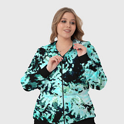 Женский 3D-костюм Абстракция чёрно-голубой неон, цвет: 3D-черный — фото 2