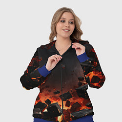 Женский 3D-костюм Взрыв плит и огонь, цвет: 3D-синий — фото 2