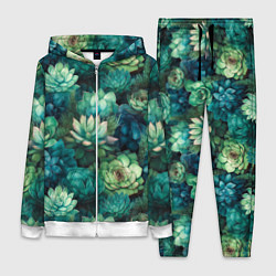 Женский 3D-костюм Суккуленты акварель- паттерн, цвет: 3D-белый