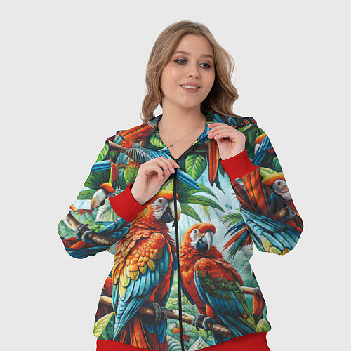 Женский костюм Попугаи Ара - тропики джунгли / 3D-Красный – фото 3