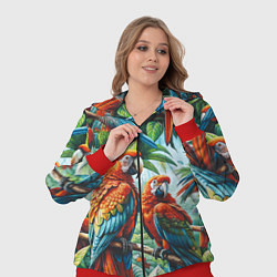 Женский 3D-костюм Попугаи Ара - тропики джунгли, цвет: 3D-красный — фото 2