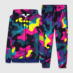 Женский костюм Кислотная яркая абстракция в камуфляжном стиле