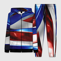 Женский 3D-костюм Изогнутая белая синяя красная абстракция, цвет: 3D-черный