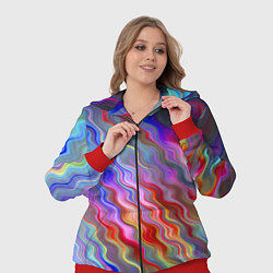 Женский 3D-костюм Волнистые разноцветные линии, цвет: 3D-красный — фото 2