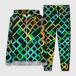 Женский костюм Жёлто-синие квадраты на чёрном фоне