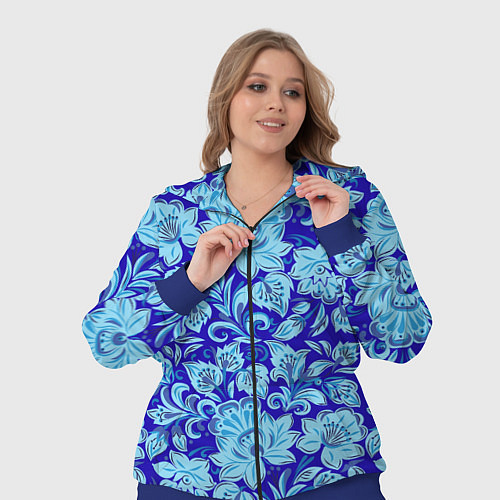 Женский костюм Узоры гжель на темно синем фоне / 3D-Синий – фото 3