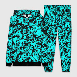 Женский костюм Пятнистый яркий чёрно-голубой