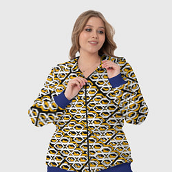 Женский 3D-костюм Жёлто-белый узор на чёрном фоне, цвет: 3D-синий — фото 2