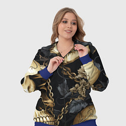 Женский 3D-костюм Золотые черепа с цепями, цвет: 3D-синий — фото 2