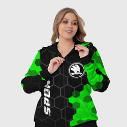 Женский 3D-костюм Skoda green sport hexagon, цвет: 3D-черный — фото 2
