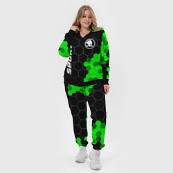 Женский 3D-костюм Skoda green sport hexagon, цвет: 3D-черный — фото 2