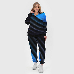 Женский 3D-костюм Геометрическая синяя абстракция на черном фоне мин, цвет: 3D-черный — фото 2