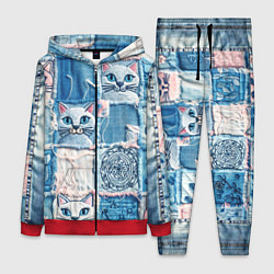 Женский костюм Кошки на пэчворк джинсах паттерн