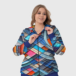 Женский 3D-костюм Абстрактный авангардный пэчворк - нейросеть, цвет: 3D-синий — фото 2