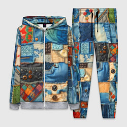 Женский 3D-костюм Vanguard denim patchwork - ai art, цвет: 3D-меланж