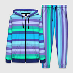 Женский костюм Горизонтальные полосы холодных цветов