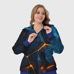 Женский 3D-костюм Разлом плит с оранжевым свечением, цвет: 3D-синий — фото 2