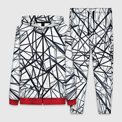 Женский костюм Чёрные хаотичные линии на белом фоне