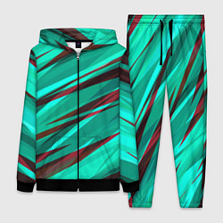 Женский 3D-костюм Бирюзовый и бордовый абстрактные полосы, цвет: 3D-черный