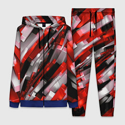 Женский костюм Черно-красно-белые наклонные блоки