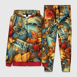 Женский костюм Композиция из цветов и рваной джинсы - нейросеть