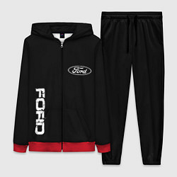 Женский 3D-костюм Ford logo white steel, цвет: 3D-красный